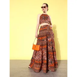 QUIERO Women Ethnic Motifs Printed Crop Top with Palazzos-picture-19