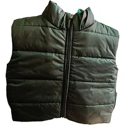 Quilted Puffer Vest, Full Zip Front, High Neck, Army Green-picture-20
