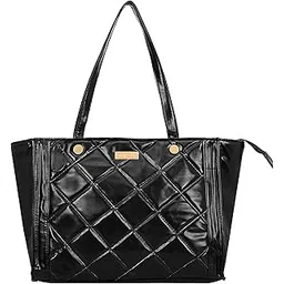 Quilted Tote with Zipper, Black-picture-39