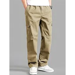 QUINCUNX Men Relaxed Loose Fit High-Rise Cargos Trousers-picture-19