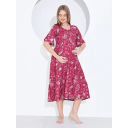 QUIRA Women Floral Printed Maternity A-Line Dress-picture-23