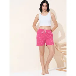 QUIRA Women Polka Dots Printed Mid-Rise Cotton Lounge Short-picture-38