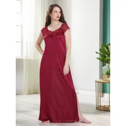 Quira Women Red Lycra Printed Nightdress-picture-15