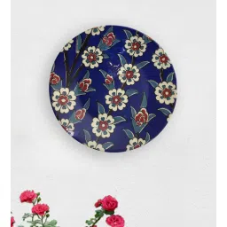 quirk india Blue Ceramic Cobalt Pottery Floral Decorative Wall Plate-picture-38
