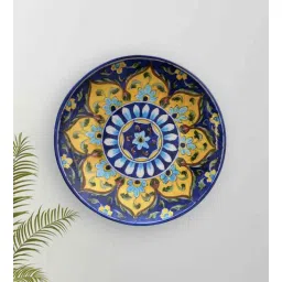 quirk india Blue Pottery Yellow Flower Wall Plate-picture-40