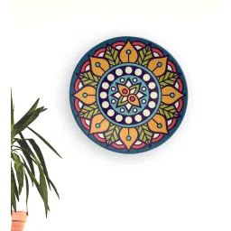 quirk india Blue Tonal Leaf Decorative Wall Plate-picture-13