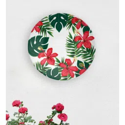 quirk india Green & White Ceramic Dash Of Flower Decorative Wall Plate-picture-36