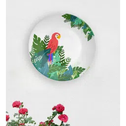 quirk india Green Ceramic Parrot Paradise Decorative Wall Plate-picture-23