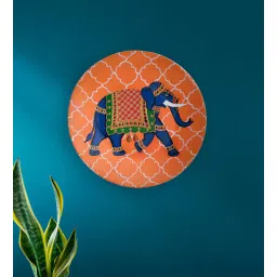 quirk india MulticolouredOrange Decorative Elephant Ceramic Wall Plate-picture-18