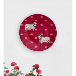 quirk india Red Sacred Cow Ceramic Decorative Wall Plate-picture-16