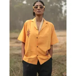 quirkybae Quirky Bae Chrome Yellow Cotton Printed Shirt-picture-39