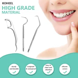 Quivana Professional Teeth Cleaning Tool Kit 7-in-1 | Dental Care Set with Plaque Remover, Tartar Scraper, Gum Cleaner, Dental Mirror & Tooth Stain Remover | Home & Dentist Oral Hygiene Kit image 3