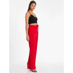 Quiz Red Solid Trousers-picture-43