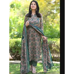 QUNEY Women Ethnic Motifs Printed Regular Kurta with Trousers & With Dupatta-picture-42