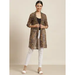 Qurvii Black & Brown Animal Print Shrug-picture-31