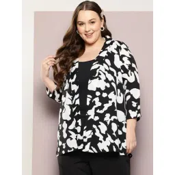 Qurvii + Black & White Printed Shrug-image-23