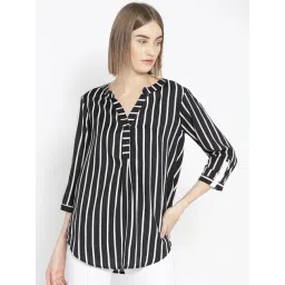 Qurvii Black & White Striped Shirt-image-10