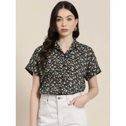 Qurvii Black Floral Print Shirt-picture-31