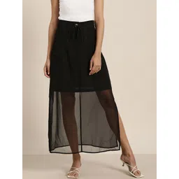 Qurvii Black Maxi A-Line Skirt-picture-12