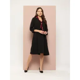 Qurvii Black Plain A-Line Dress-picture-16