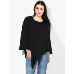 Qurvii Black Round Neck Poncho-picture-30