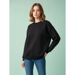 Qurvii Black Solid Long Sleeves Sweatshirt-image-42
