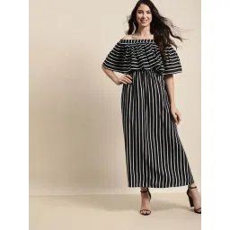 Qurvii Black Striped Maxi Dress-picture-15