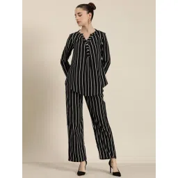 Qurvii Black Striped Top With Pants-picture-36
