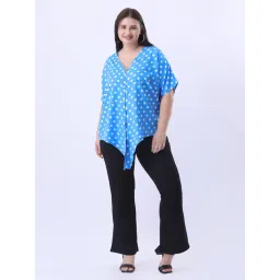 Qurvii Blue Polka Dot Regular Fit Shirt-picture-44