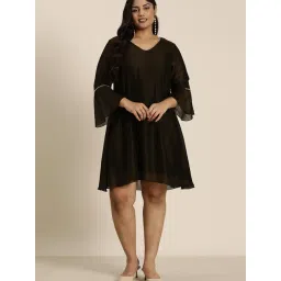 Qurvii + Dark Olive A Line Dress-picture-11