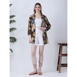 Qurvii Ethnic Motifs Printed Mandarin Collar Open Front Party Shrug-picture-32