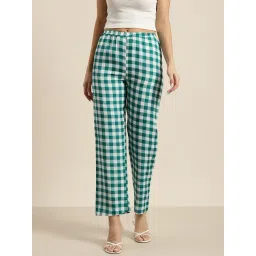 Qurvii Green Check Trousers-picture-29