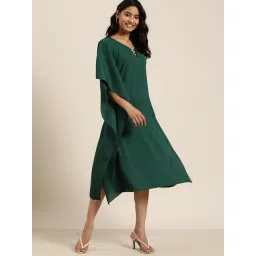 Qurvii Green Midi Kaftan Dress-picture-14