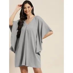 Qurvii Grey Crepe Kaftan Dress-picture-16