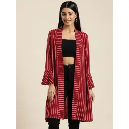 Qurvii Maroon Striped Shrug-picture-37