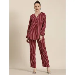 Qurvii Maroon Striped Top With Pants-picture-27