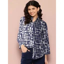 Qurvii Navy & White Printed Shirt-picture-27