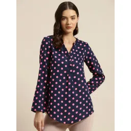 Qurvii Navy Printed Top-picture-17