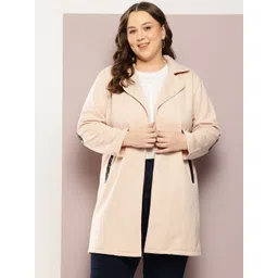 Qurvii+ Plus Size Front-Open Longline Fleece Trench Coat-picture-23