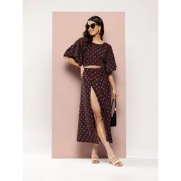 Qurvii Polka Dots Printed Co-Ords-image-42