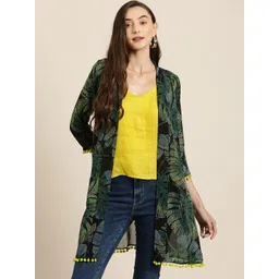 Qurvii Printed Open Front Longline Shrug-picture-11