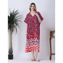 Qurvii Red Floral Printed Midi Dress-picture-18