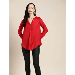 Qurvii Red Silk Embellished Top-picture-12