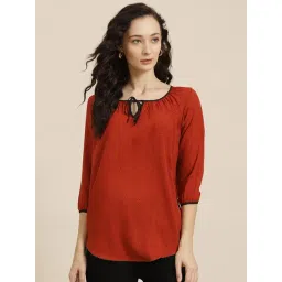 Qurvii Rust Printed A-Line Top-picture-11