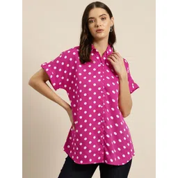 Qurvii Women Comfort Polka Dot Printed Casual Shirt-picture-13