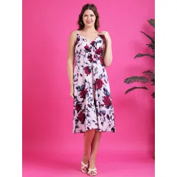 Qurvii Women Floral Printed Fit and Flare Knee Length Dress-picture-12