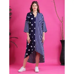 Qurvii Women Polka Dot Print Crepe Shirt Midi Dress-picture-23