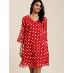 Qurvii Women Polka Dots Printed A-Line Dress-picture-19
