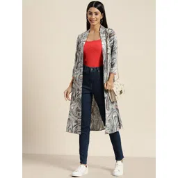 Qurvii Women Printed Longline Shrug-picture-29