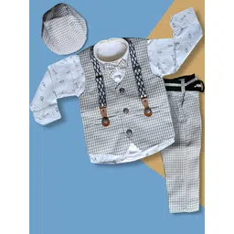 qutie ninja COMFORTABLE 3 PC SUIT FOR BABY BOYS SHIRT PANT WAISTCOAT BOW-TIE & CAP-picture-34